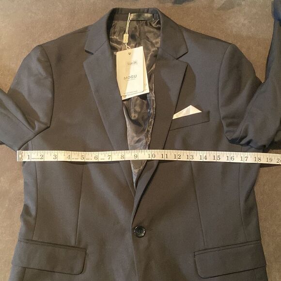 Men’s Black 2 Piece Prom Suit One Button NotchedLapel Size 34 Jacket 31 Pant NWT - Picture 8 of 13